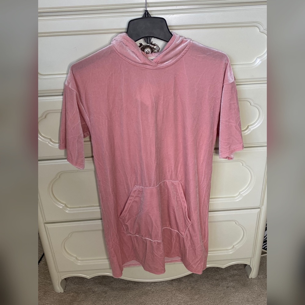 Hoodie velvet shirt dress